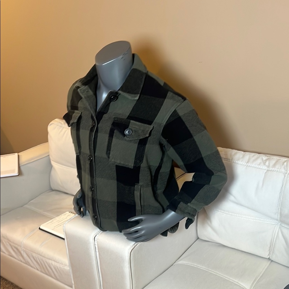 Lucky Brand Men’s Green & Black Flannel Shirt Jacket with Pockets Size Small - Picture 3 of 7